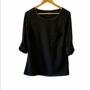 LE CHATEAU Black Light Long Blouse Top S